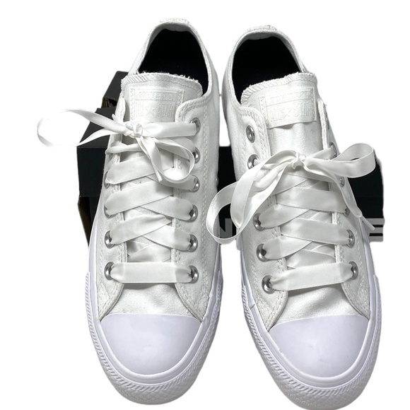 Converse Ctas Low Top Wedding White Canvas Women's Sneakers Custom 171213C-WT - Picture 8 of 11